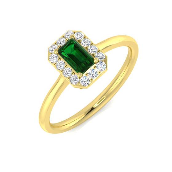 0.50ct VS/E-F Emerald and Diamond Halo Ring