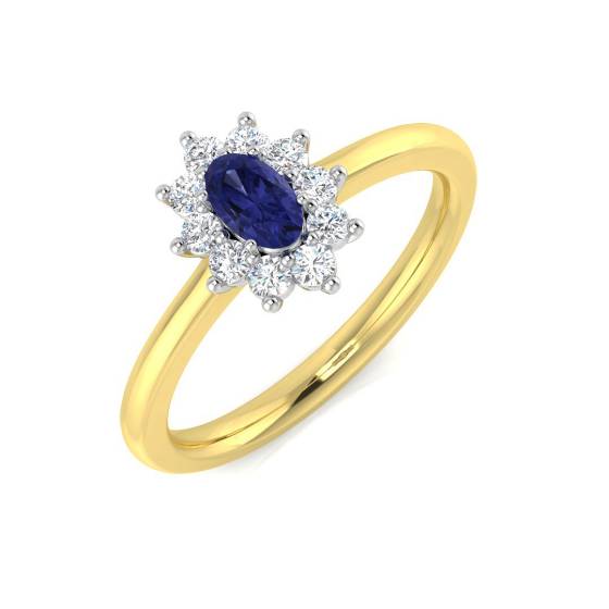 0.45ct VS/E-F Oval Tanzanite and Round Diamond Halo Ring
