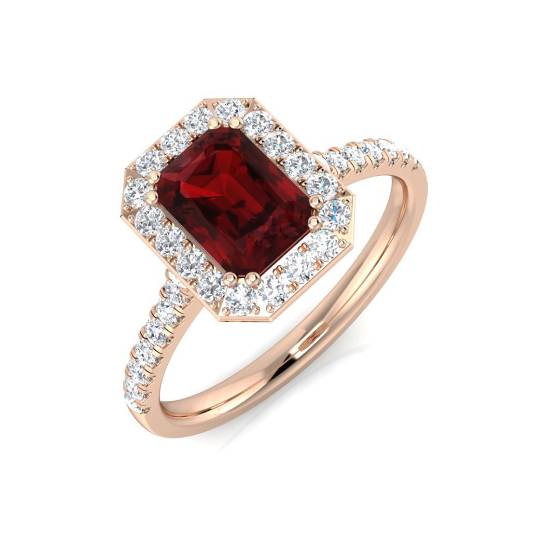 1.45ct VS/E-F Emerald and Round Diamond Garnet Ring