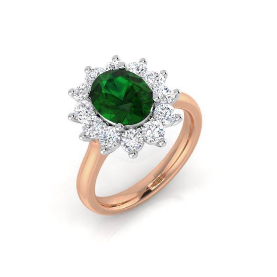 3.50ct VS/E-F Oval Emerald Halo and Diamond Gemstone Ring