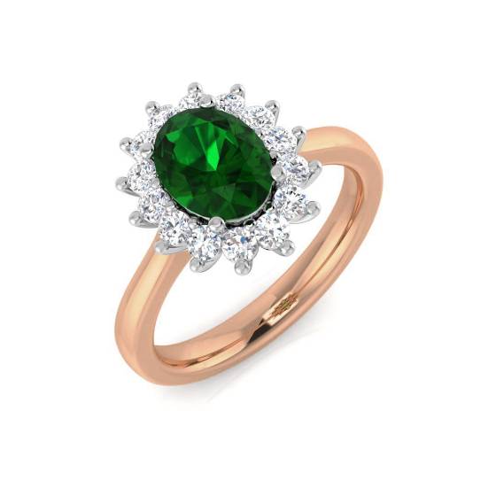 1.60ct VS/E-F Emerald and Diamond Halo Ring