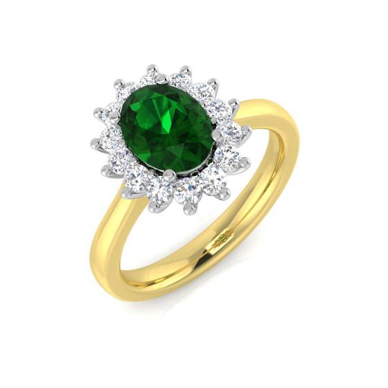 1.60ct VS/E-F Emerald and Diamond Halo Ring