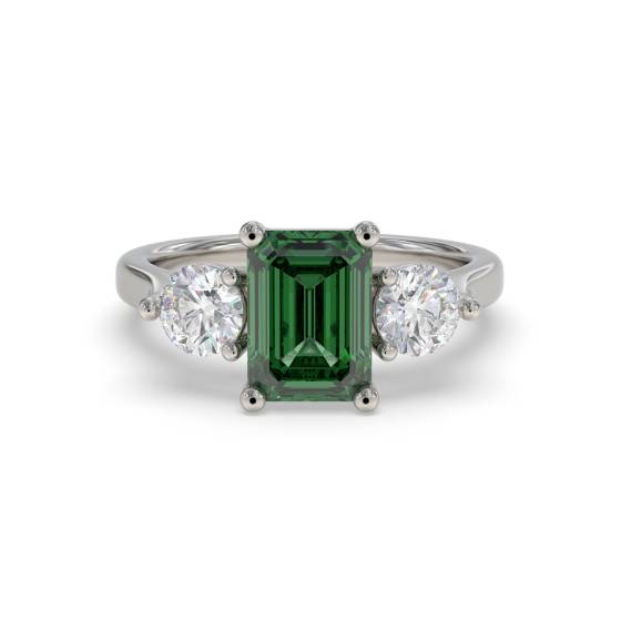 1.05ct VS/E-F Trilogy Emerald and Diamond Gemstone Ring