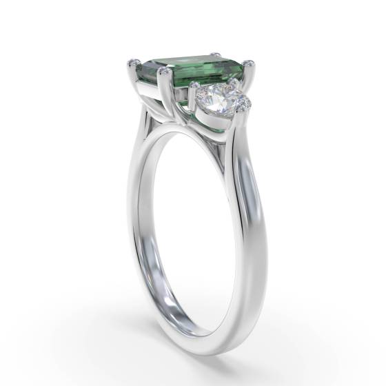 1.05ct VS/E-F Trilogy Emerald and Diamond Gemstone Ring