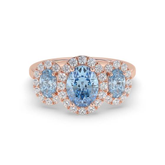 Oval Aquamarine and Round Diamond Trilogy Ring