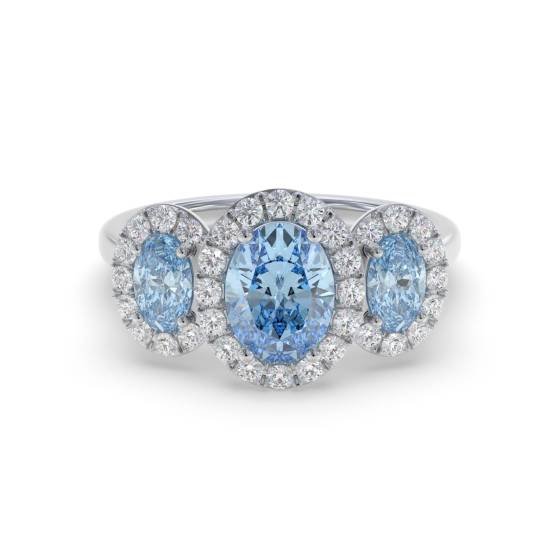Oval Aquamarine and Round Diamond Trilogy Ring