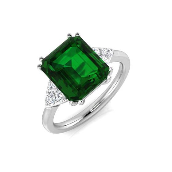 3.20ct VS/E-F Trilogy Emerald and Diamond Gemstone Ring