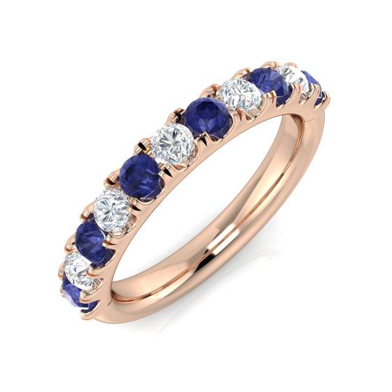 0.80ct VS/E-F Round Tanzanite and Round diamond Trilogy Ring