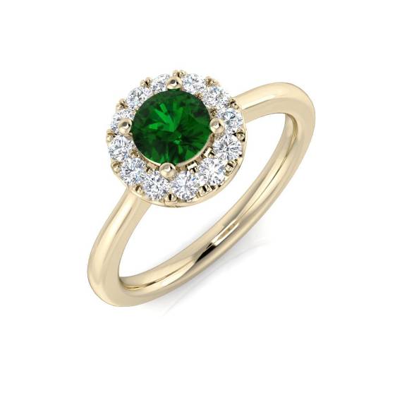 0.75ct VS/E-F Emerald and Diamond Halo Ring