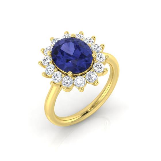 4.00ct VS/E-F Oval Tanzanite and Round Diamond Halo Ring