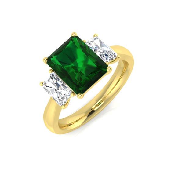3.15ct VS/E-F Trilogy Emerald and Diamond Gemstone Ring