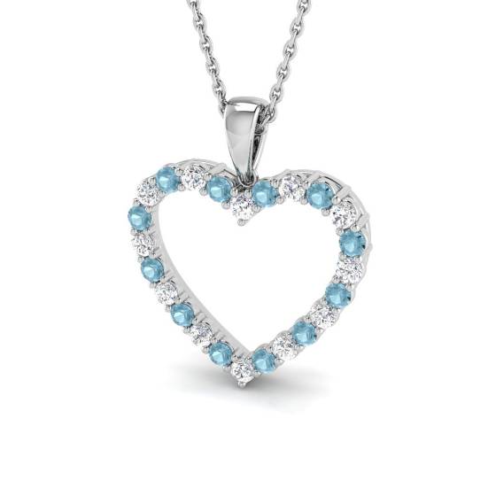 Round Aquamarine and Diamond Designer Pendant