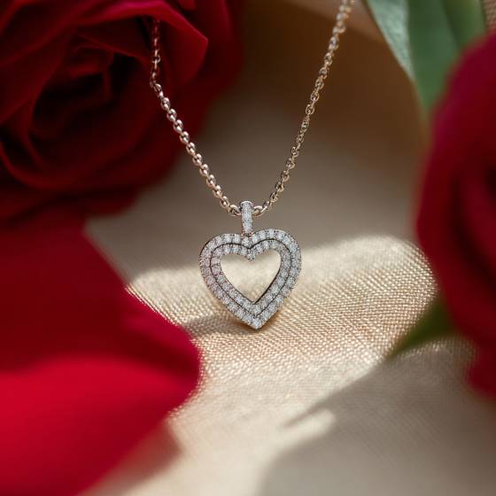 Classic Round Diamond Heart Pendant