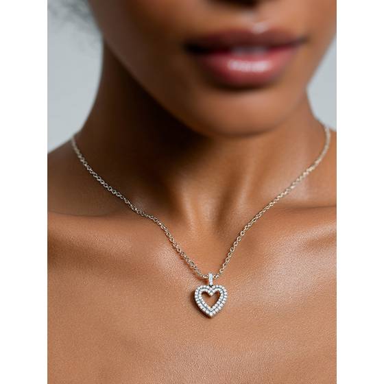 Classic Round Diamond Heart Pendant