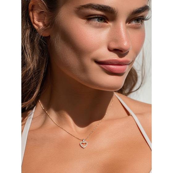 Classic Round Diamond Heart Pendant