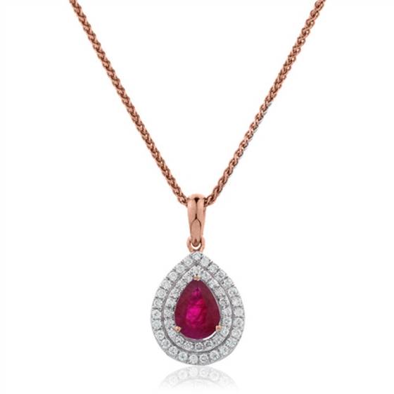 Ruby and Diamond Halo Pendant