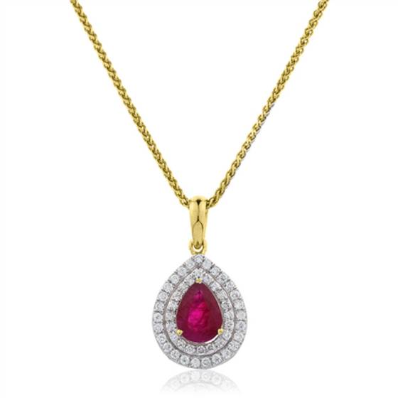 Ruby and Diamond Halo Pendant