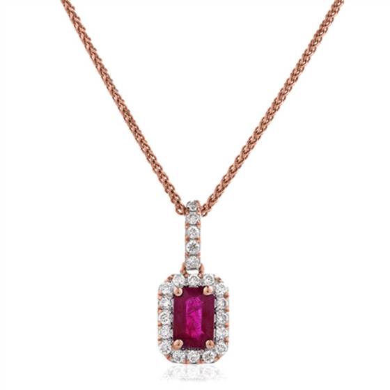 Ruby and Diamond Halo Pendant
