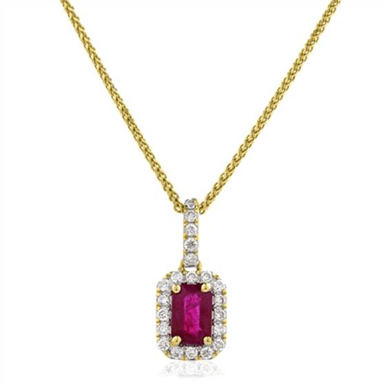Ruby and Diamond Halo Pendant