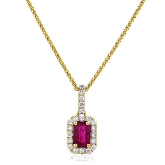 Ruby and Diamond Halo Pendant