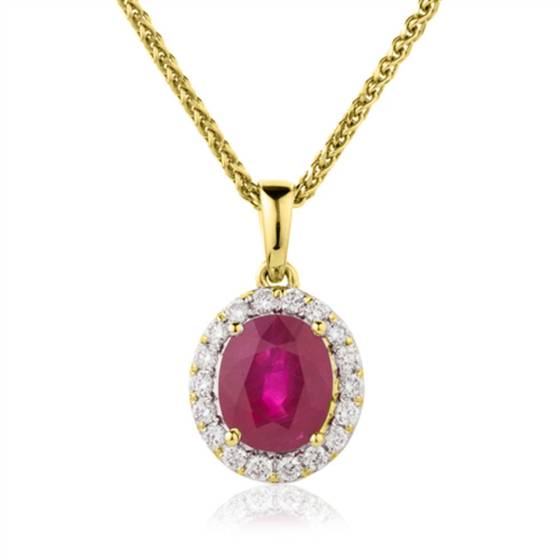 Ruby and Diamond Halo Pendant