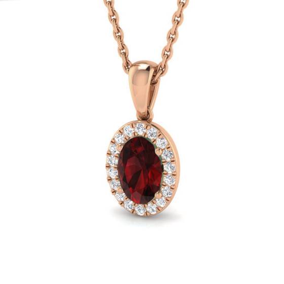 Oval and Round Diamond Garnet Pendant
