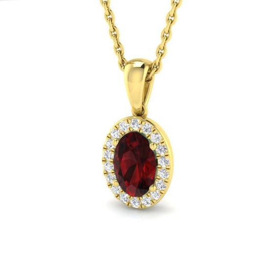 Oval and Round Diamond Garnet Pendant