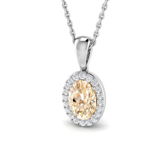 0.70ct VS/E-F Morganite and Diamond Gemstone Pendant