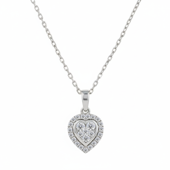 0.17ct Round Diamond Heart Shaped Pendant