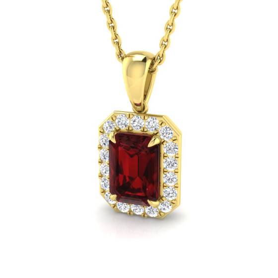 1.35ct VS/E-F Emerald and Round Diamond Garnet Pendant