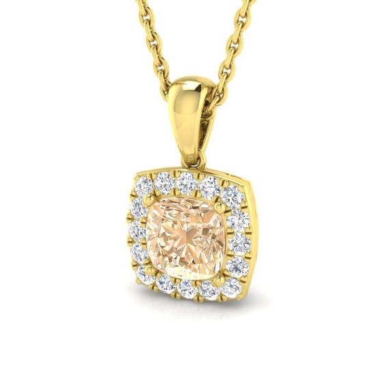 0.85ct VS/E-F Morganite and Diamond Gemstone Pendant