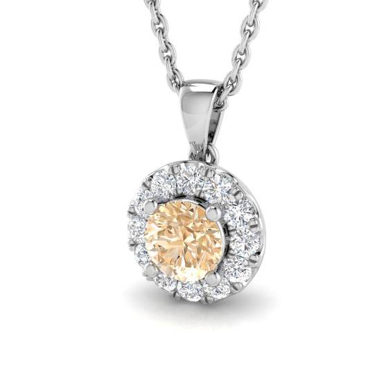 0.75ct VS/E-F Morganite and Diamond Gemstone Pendant