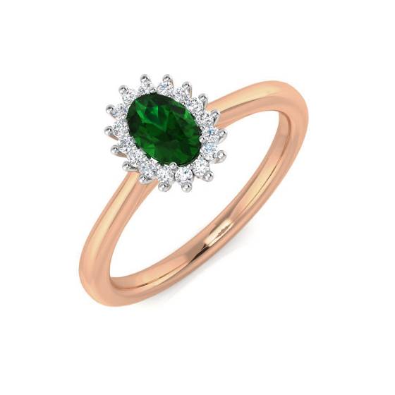 0.35ct VS/E-F Emerald and Diamond Halo Ring
