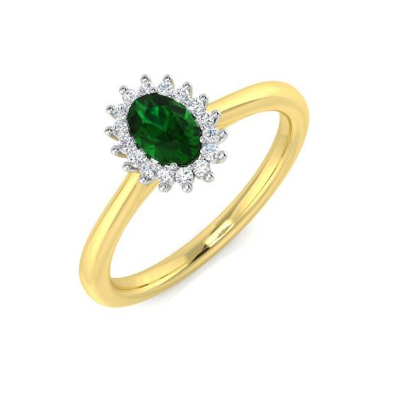 0.35ct VS/E-F Emerald and Diamond Halo Ring