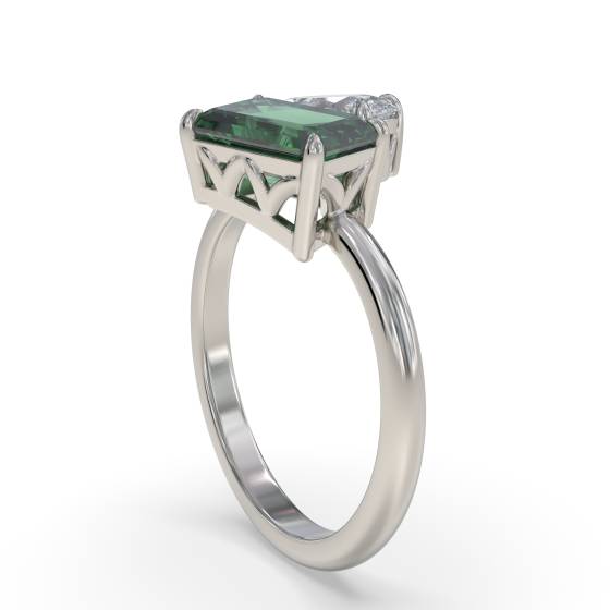 1.45ct VS/E-F Designer Set Emerald and Diamond Gemstone Ring