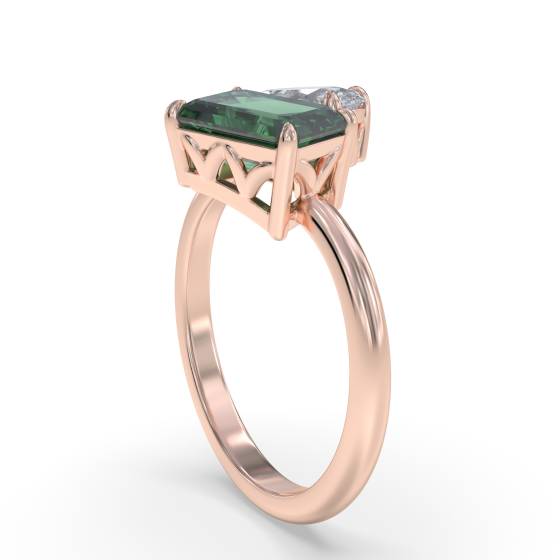 1.45ct VS/E-F Designer Set Emerald and Diamond Gemstone Ring