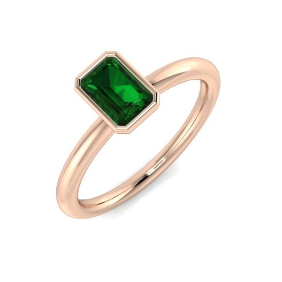0.40ct VS/E-F Emerald Gemstone Bezel Set Ring