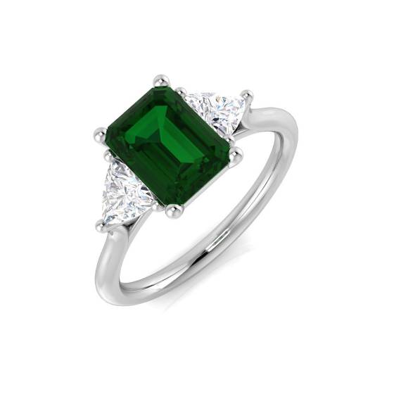 2.00ct VS/E-F Trilogy Emerald and Diamond Gemstone Ring