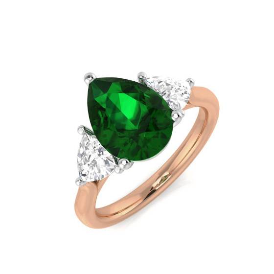 1.70ct VS/E-F Trilogy Emerald and Diamond Gemstone Ring