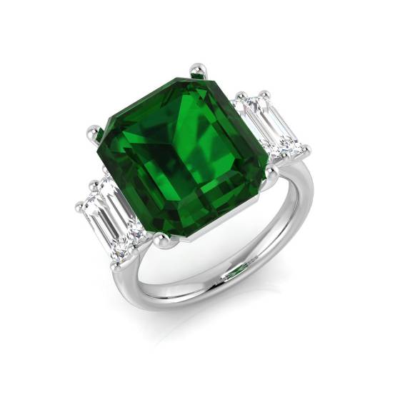 9.00ct VS/E-F Trilogy Emerald and Diamond Gemstone Ring
