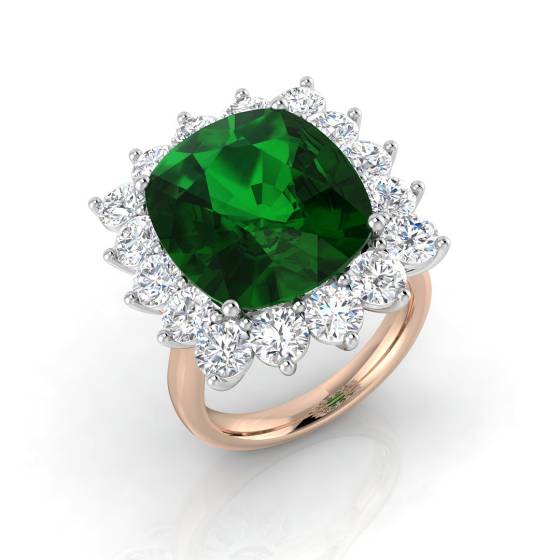 11.70ct VS/E-F Halo Set Emerald and Diamond Gemstone Ring