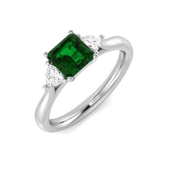 1.25ct VS/E-F Trilogy Emerald and Diamond Gemstone Ring