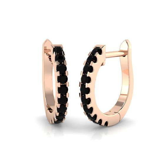 Round Black Diamond Hoop Earrings
