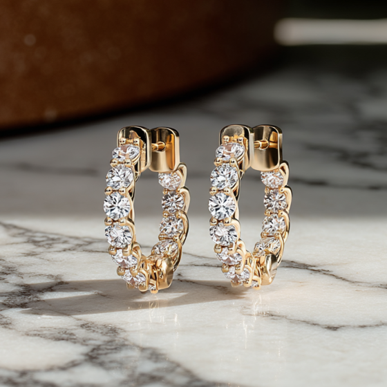 3.00ct Modern Round Diamond Hoop Earrings