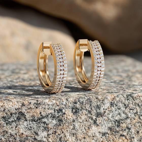 Elegant Round Diamond Hoop Earrings