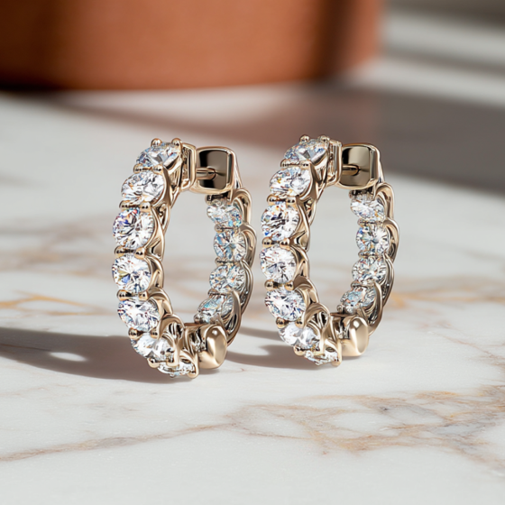 1.50ct Modern Round Diamond Hoop Earrings