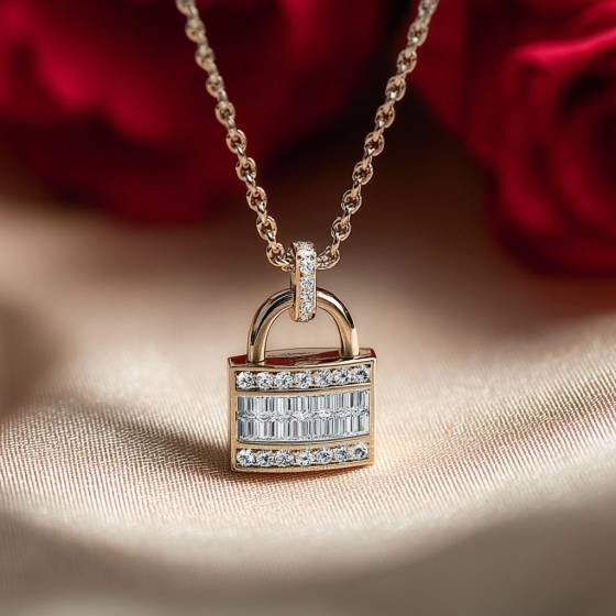 1.10ct Cluster Round Diamond Designer Padlock Pendant