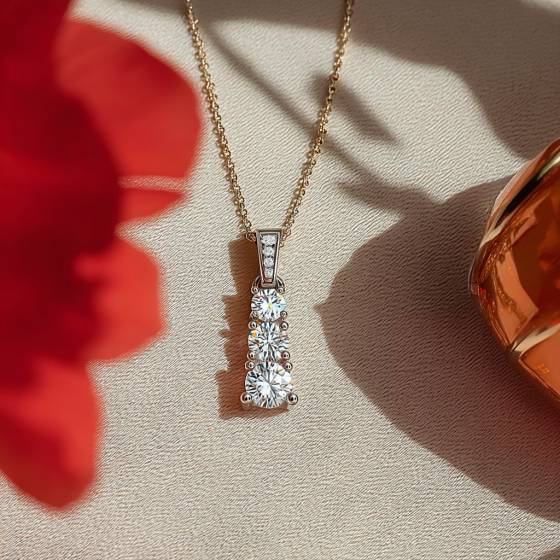 Elegant Round Diamond Trilogy Pendant