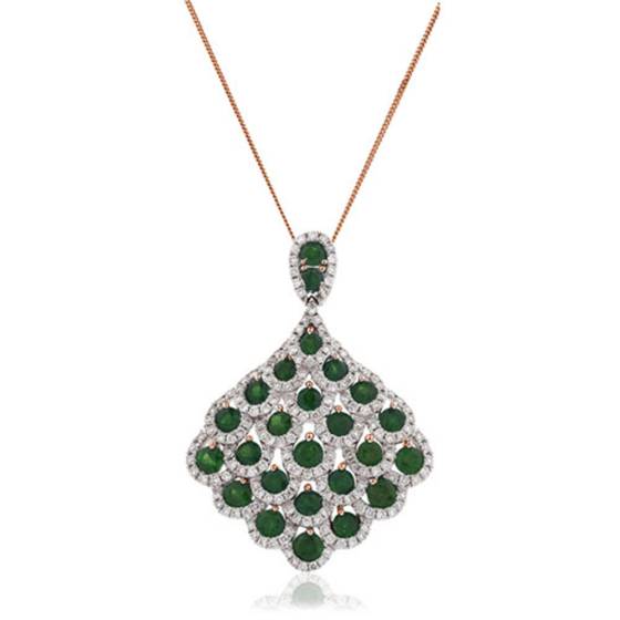 3.00ct Round Green Emerald and Diamond Pendant