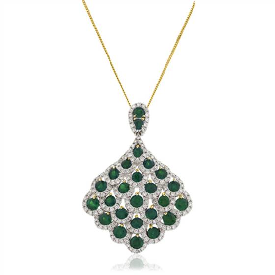 3.00ct Round Green Emerald and Diamond Pendant